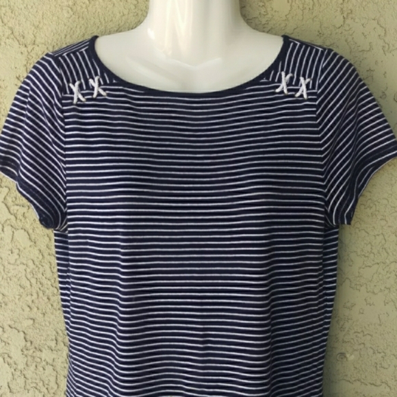 Ralph Lauren blue/wht striped shirt blouse - Picture 7 of 8